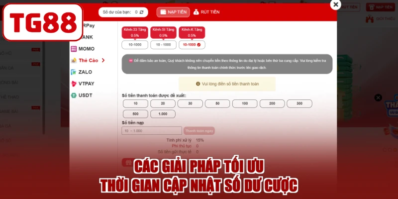 Các giải pháp tối ưu thời gian cập nhật số dư cược