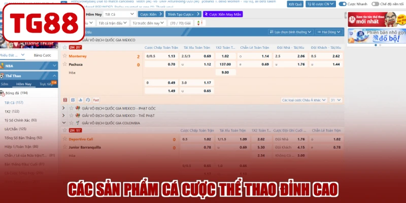 Các sản phẩm cá cược thể thao đỉnh cao