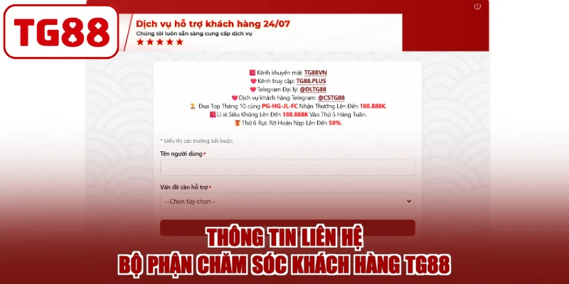 Thông tin liên hệ bộ phận chăm sóc khách hàng TG88